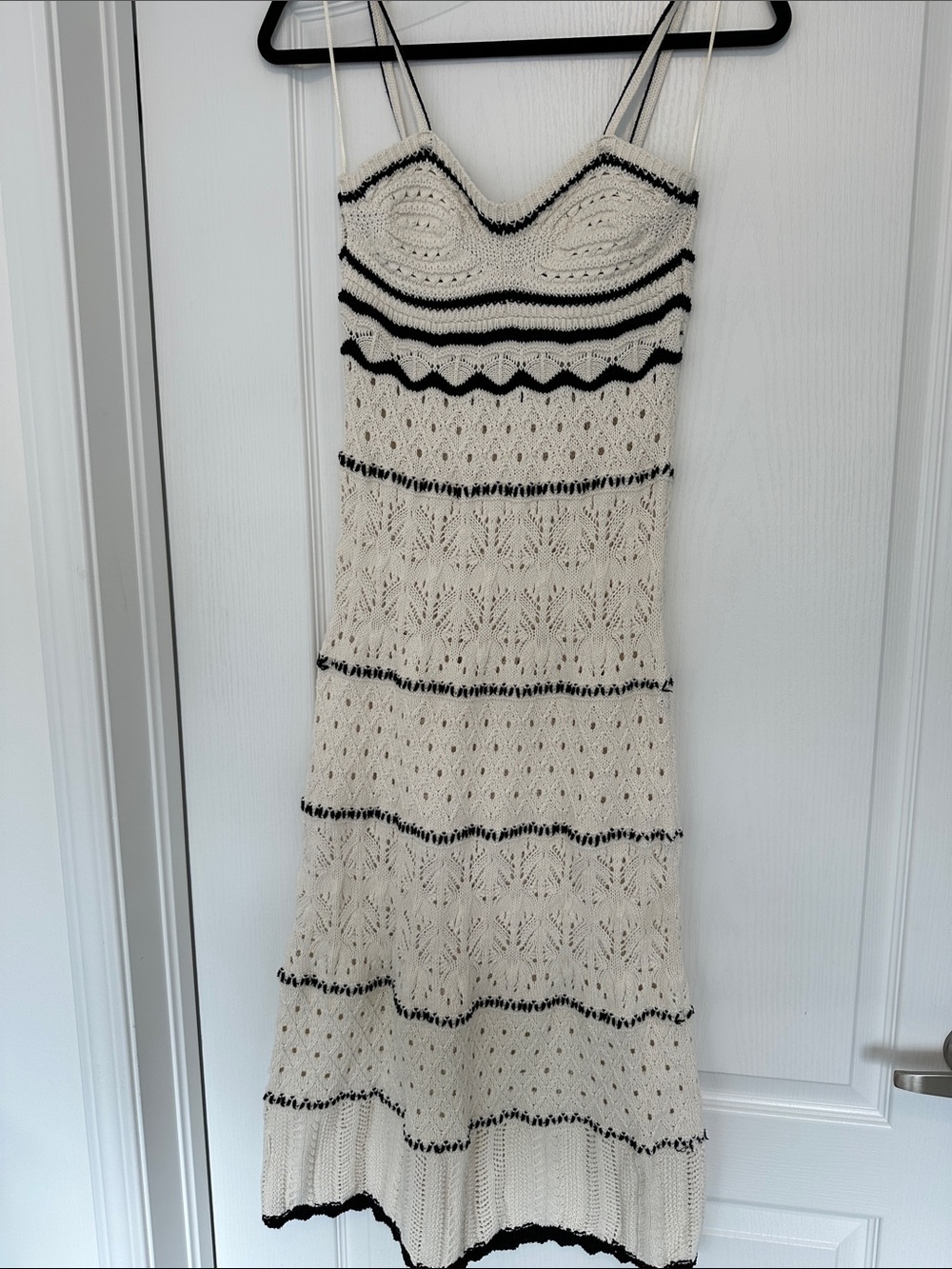 Zara Cream and Black Knit Maxi Dress - Picture 3 of 7